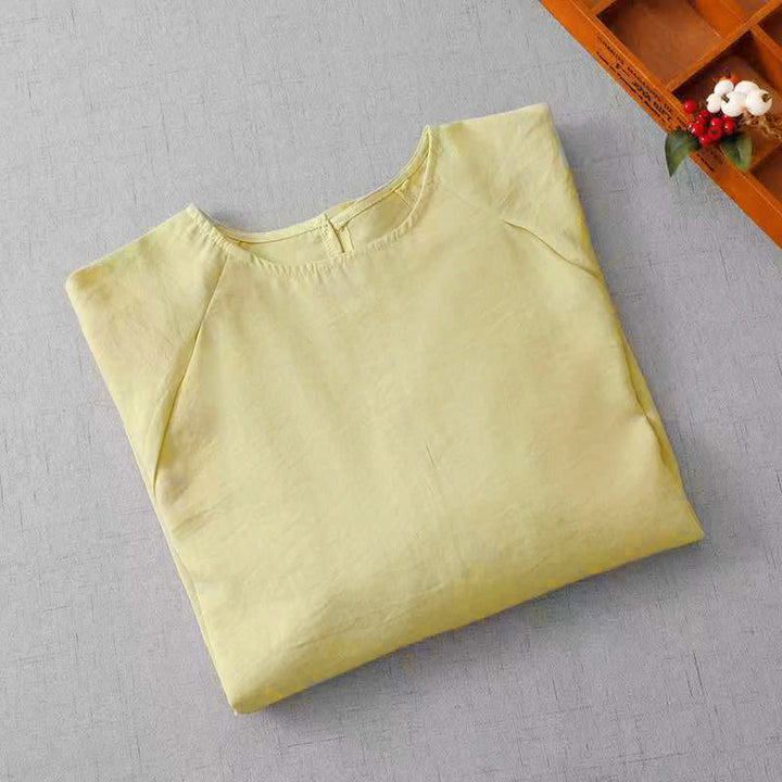 Buddha Stones Spring Summer Casual Minimalist Crew Neck Solid Women's Long Sleeve T-Shirt - image 12