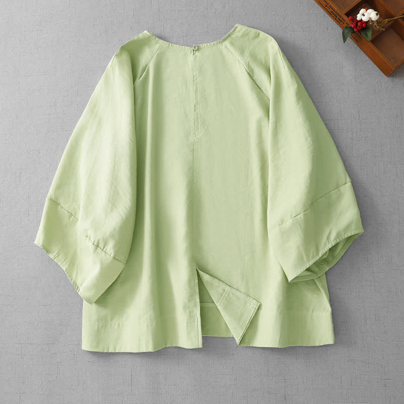 Buddha Stones Spring Summer Casual Minimalist Crew Neck Solid Women's Long Sleeve T-Shirt - image 1