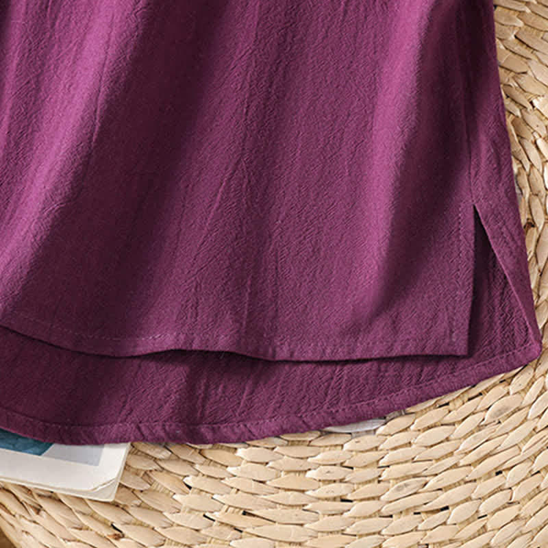 Buddha Stones Summer Tang Style Casual Mandarin Collar Button-Up Solid Patch Pocket Women's Sleeveless Shirts Tank Top - image 22