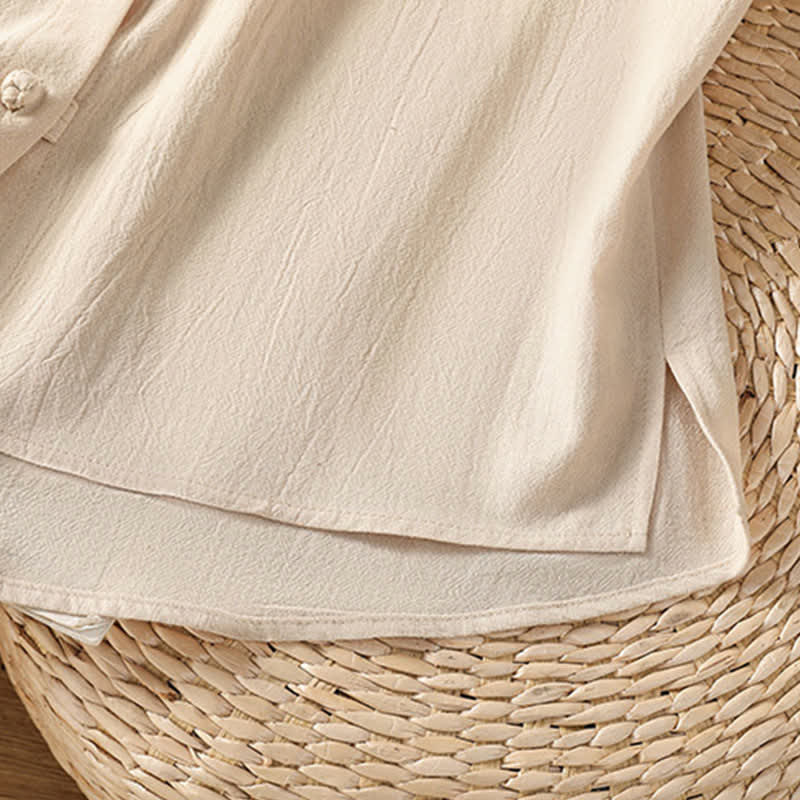 Buddha Stones Summer Tang Style Casual Mandarin Collar Button-Up Solid Patch Pocket Women's Sleeveless Shirts Tank Top - image 6