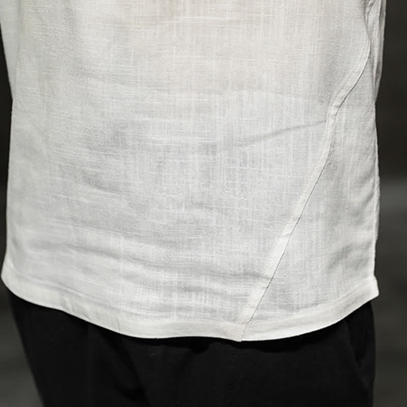 Buddha Stones Summer Casual Minimalist Solid Crew Neck Linen Men's Short Sleeve T-Shirts - image 28