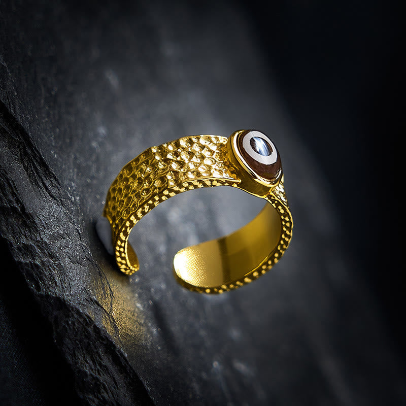 Buddha Stones Dzi Beads Copper Brass Wealth Ring - image 3