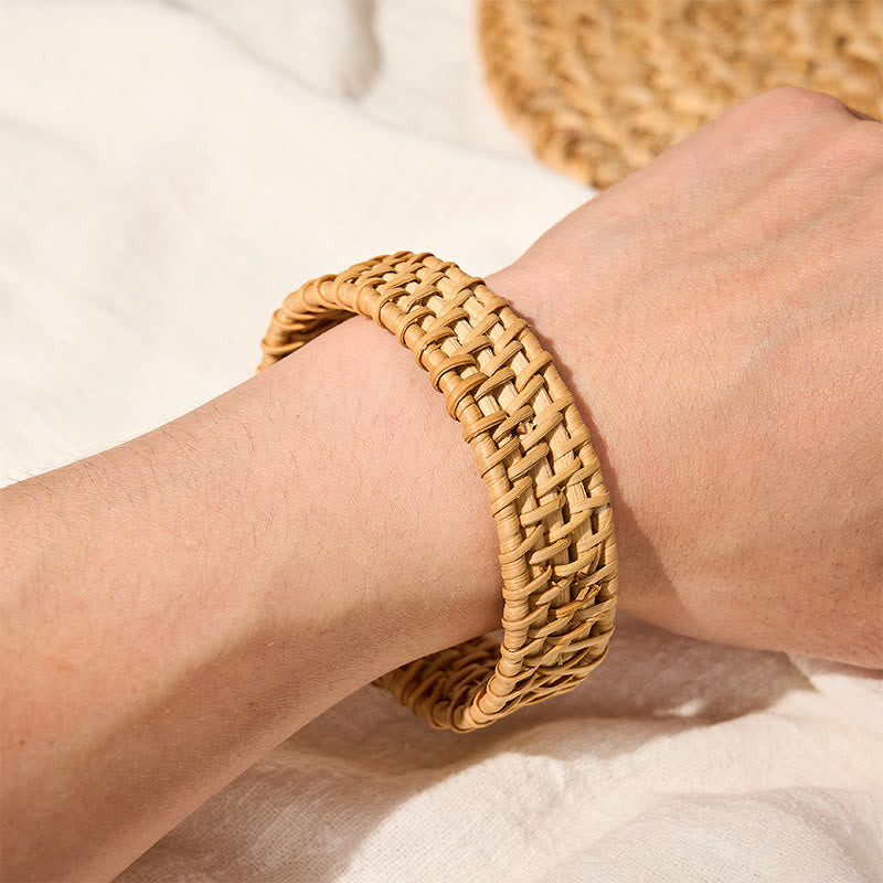 Buddha Stones Handwoven Natural Rattan Bohemian Open Cuff Bracelet - image 4