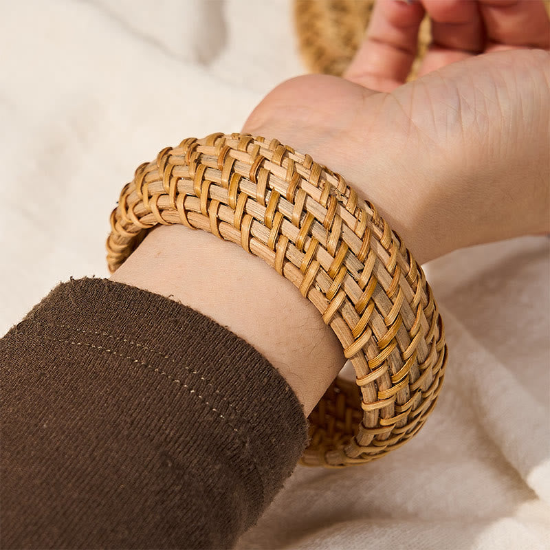 Buddha Stones Natural Rattan Protection Hand-Woven Boho Wide Bracelet Bangle - image 10