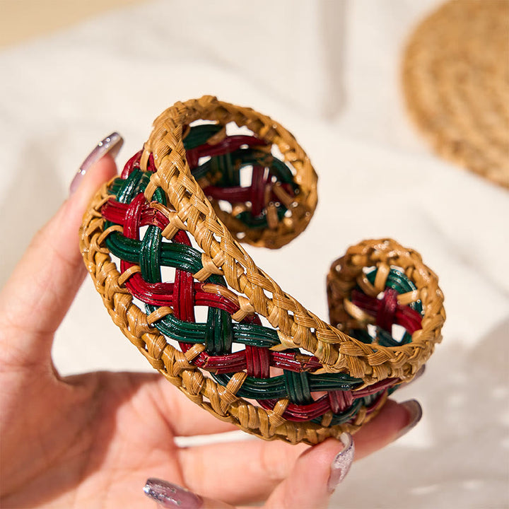 Buddha Stones Natural Rattan Hand-Woven Bohemian Wide Round Cuff Bracelet - image 4