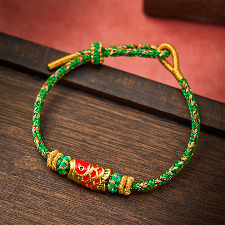Buddha Stones Koi Fish Luck Hand-Woven String Bracelet - image 2