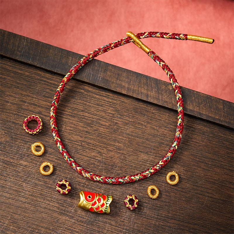 Buddha Stones Hand-Woven Red String Koi Fish Flower Protection Bracelet - image 9