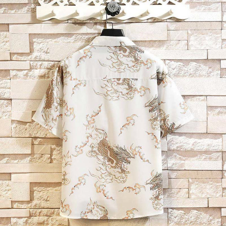 Buddha Stones Summer Dragon Pattern Buttons Up Men's Short Sleeve Shirts - image 14
