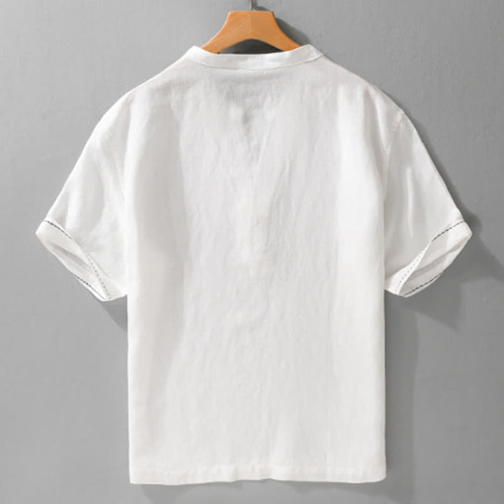 Buddha Stones Summer Casual V-Neck Solid Men's Short Sleeve T-Shirts - image 14