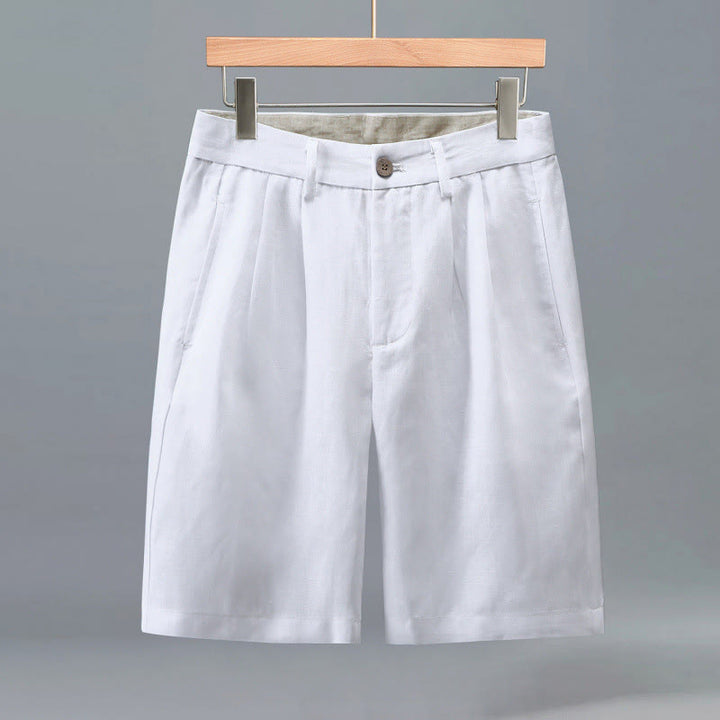 Buddha Stones Summer Casual Button Zipper Design Solid Front Pleats Men's Shorts With Pockets - White - US/UK/AU46，EU56 (3XL) - image 9