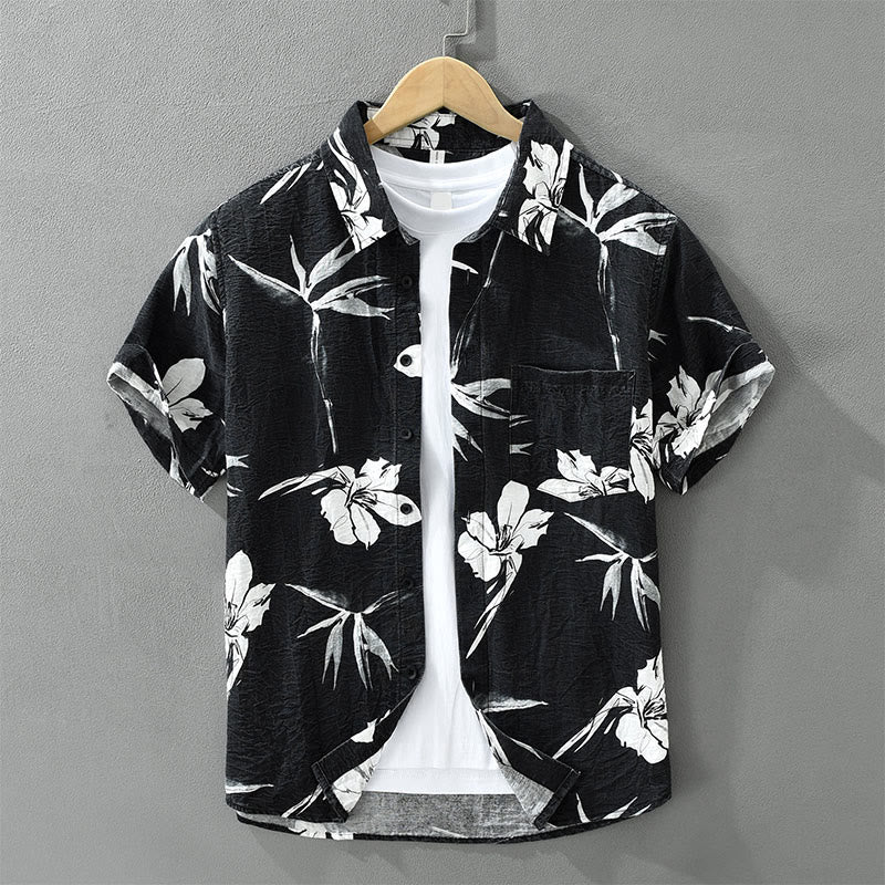 Buddha Stones Summer Casual Button-Up Floral Men's Shirts With Patch Pocket - Black - US/UK/AU42，EU52 (3XL) - image 12