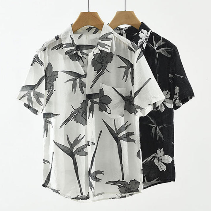 Buddha Stones Summer Casual Button-Up Floral Men's Shirts With Patch Pocket - image 13