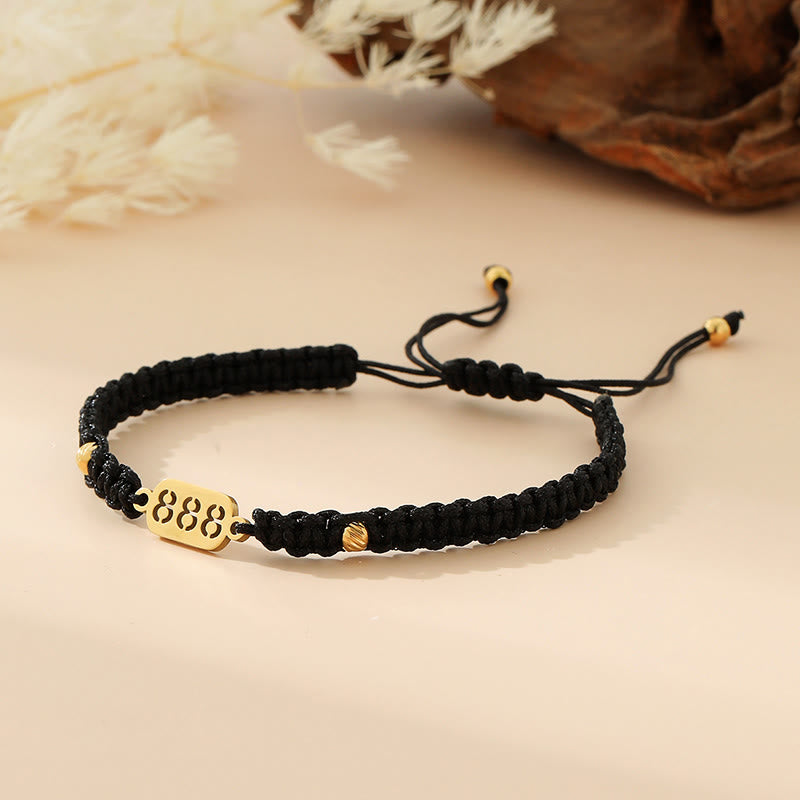 Buddha Stones Angel Numbers Red Black Braided String Connection Bracelet - 888 black string - image 35
