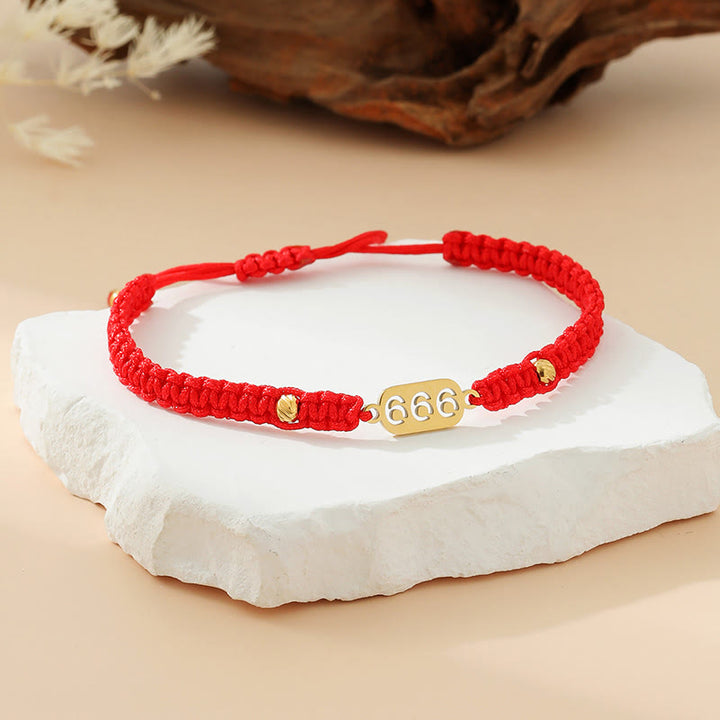 Buddha Stones Angel Numbers Red Black Braided String Connection Bracelet - 666 red string - image 28