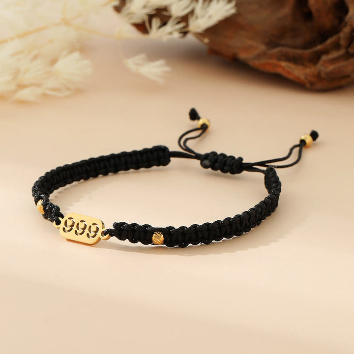 Buddha Stones Angel Numbers Red Black Braided String Connection Bracelet - 999 black string - image 39
