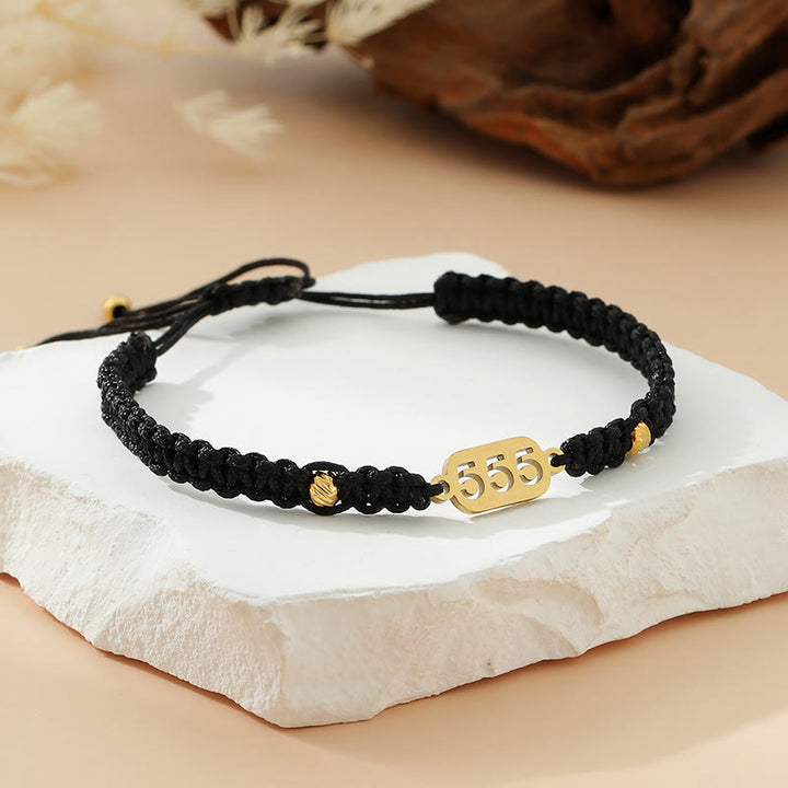 Buddha Stones Angel Numbers Red Black Braided String Connection Bracelet - 555 black string - image 26