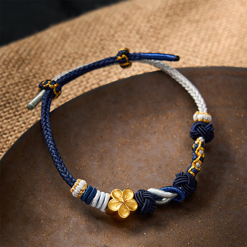 Buddha Stones Hand-Woven Multicolor Cord Chinese Knotting Peach Blossom Luck Couple Bracelet - image 11