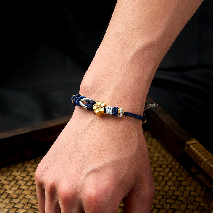 Buddha Stones Hand-Woven Multicolor Cord Chinese Knotting Peach Blossom Luck Couple Bracelet - image 13