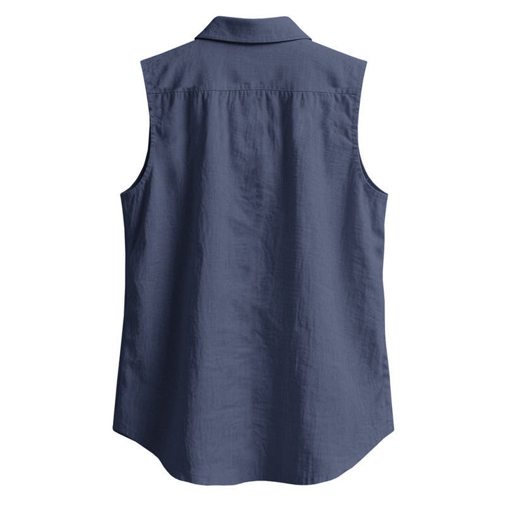 Buddha Stones Summer Casual Minimalist Button-Up Solid Men's Sleeveless Shirts - image 1