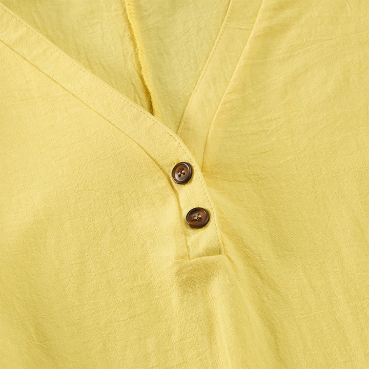 Buddha Stones Summer Casual Minimalist Button-Up Solid Women's Short Sleeve Dresses - image 11