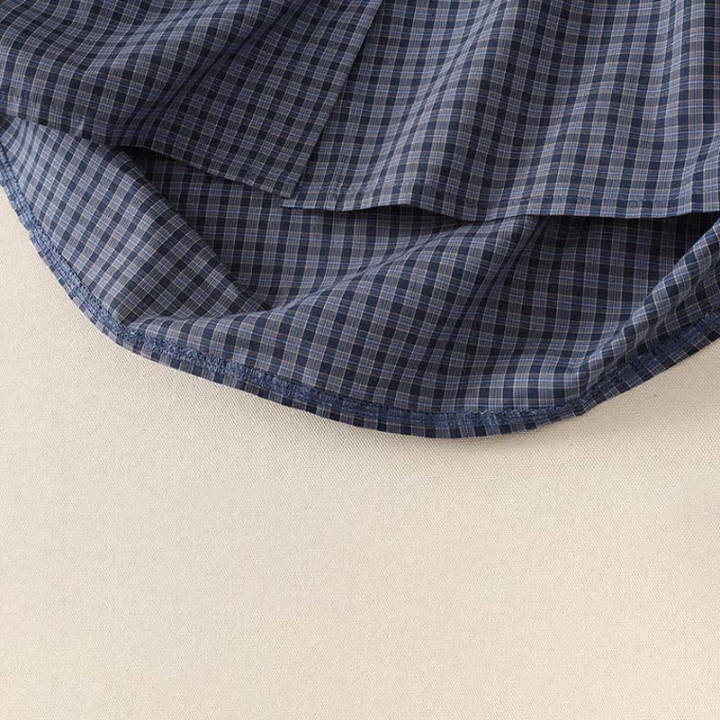 Buddha Stones Summer Casual Vintage Mandarin Collar Button-Up Plaid Women's Short Sleeve Shirts With Pocket - image 6