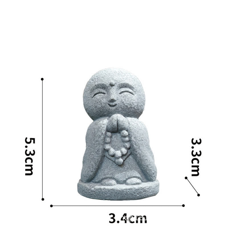 Buddha Stones Resin Small Prayer Ksitigarbha Buddha Compassion Meditation Statue - Short Prayer Beads 5.3*3.4*3.3cm - image 9