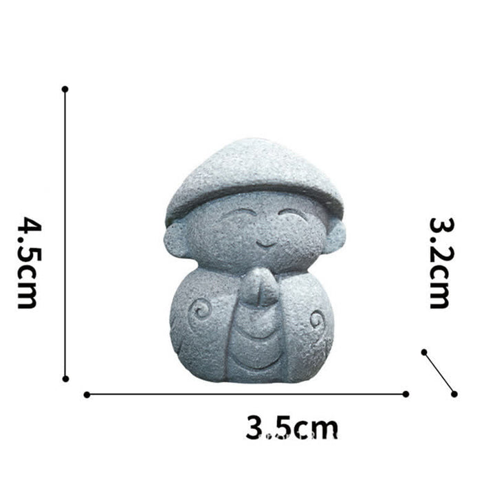 Buddha Stones Resin Small Prayer Ksitigarbha Buddha Compassion Meditation Statue - Hooded 4.5*3.5*3.2cm - image 1
