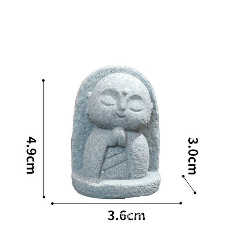Buddha Stones Resin Small Prayer Ksitigarbha Buddha Compassion Meditation Statue - Leaning Prayer 4.9*3.6*3.0cm - image 12