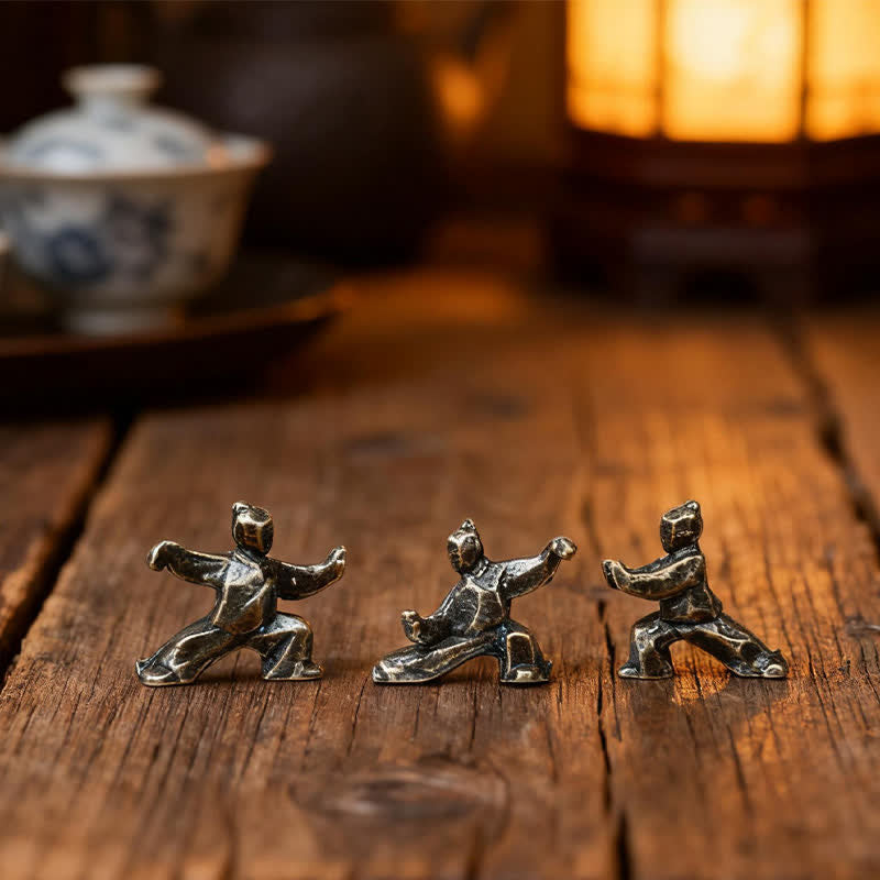 Buddha Stones Copper Harmony Tai Chi Warrior Mini Zen Decor Figurine - image 0