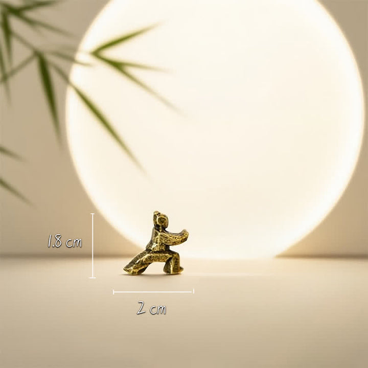 Buddha Stones Copper Harmony Tai Chi Warrior Mini Zen Decor Figurine - Low Stance 2*1.8 cm - image 3