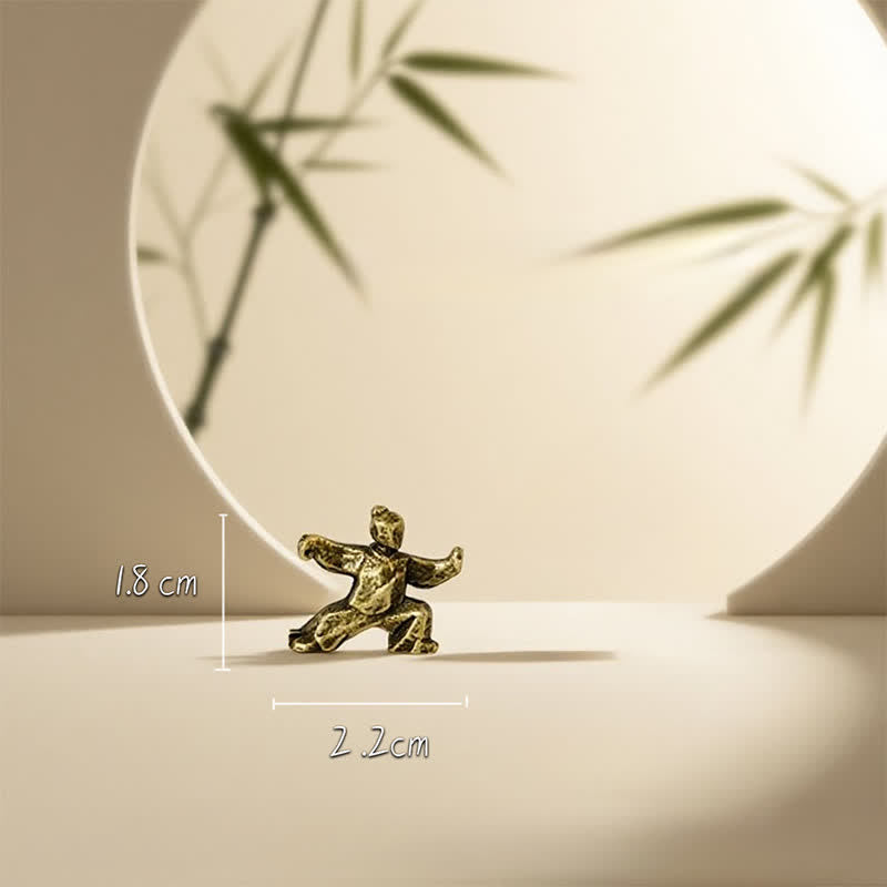 Buddha Stones Copper Harmony Tai Chi Warrior Mini Zen Decor Figurine - Side Stance 2.2*1.8 cm - image 1