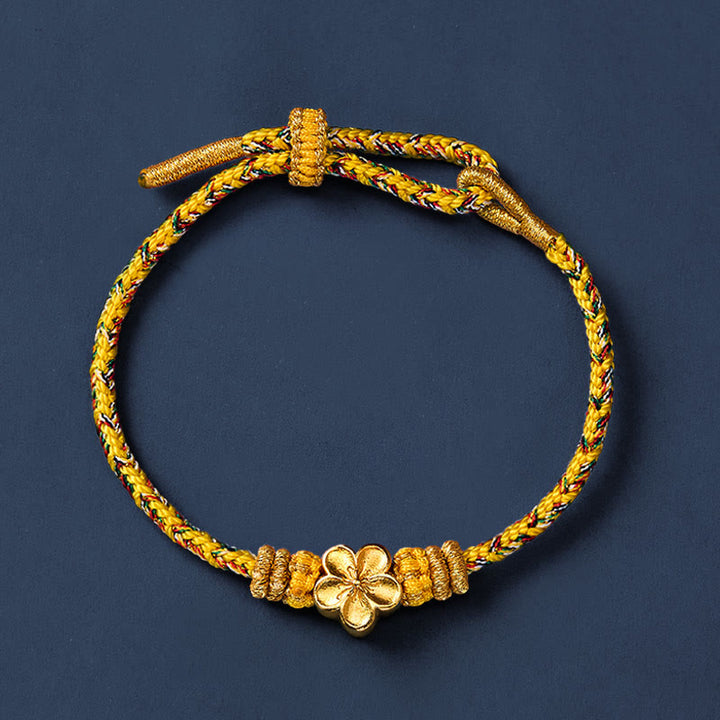 Buddha Stones Yellow Braided Rope Flower Rootedness Bracelet - image 10