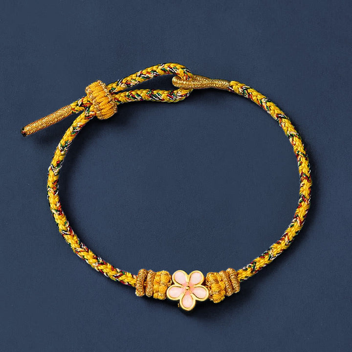 Buddha Stones Yellow Braided Rope Flower Rootedness Bracelet - image 2