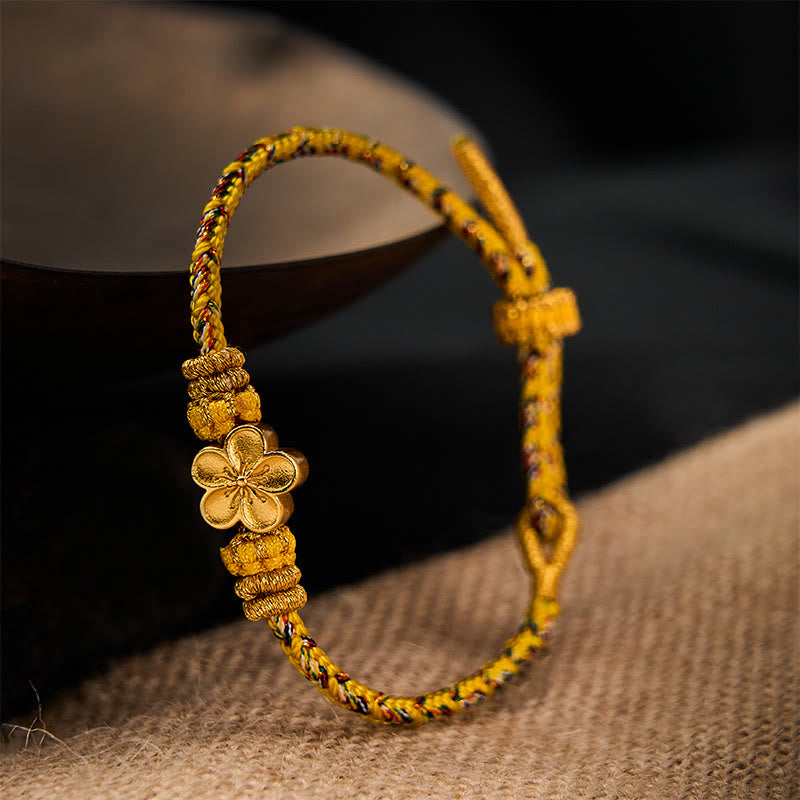 Buddha Stones Yellow Braided Rope Flower Rootedness Bracelet - image 11