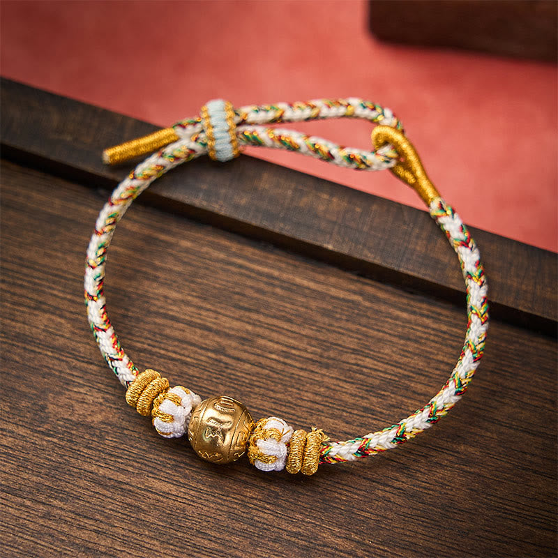 Buddha Stones White Braided Rope Om Mani Padme Hum Wisdom Bracelet - image 1