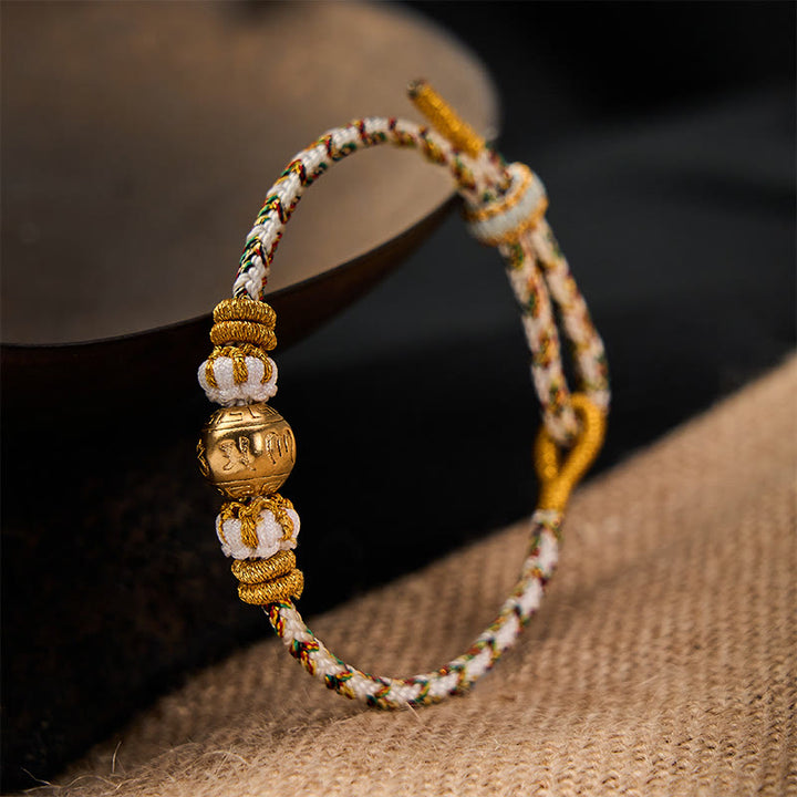Buddha Stones White Braided Rope Om Mani Padme Hum Wisdom Bracelet - image 2