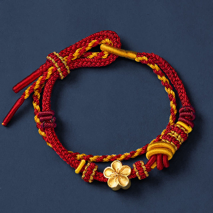 Buddha Stones Flower Braided Rope Knot Double Wrap Adjustable Bracelet - image 3