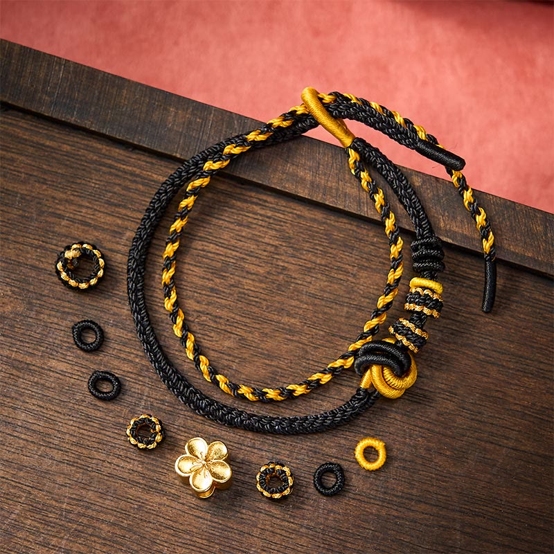 Buddha Stones Flower Braided Rope Knot Double Wrap Adjustable Bracelet - image 15