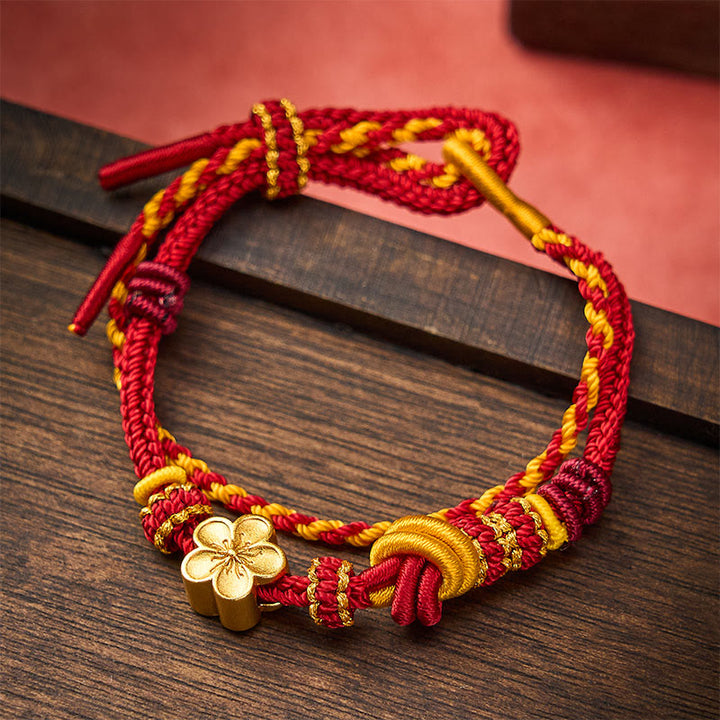 Buddha Stones Flower Braided Rope Knot Double Wrap Adjustable Bracelet - image 1