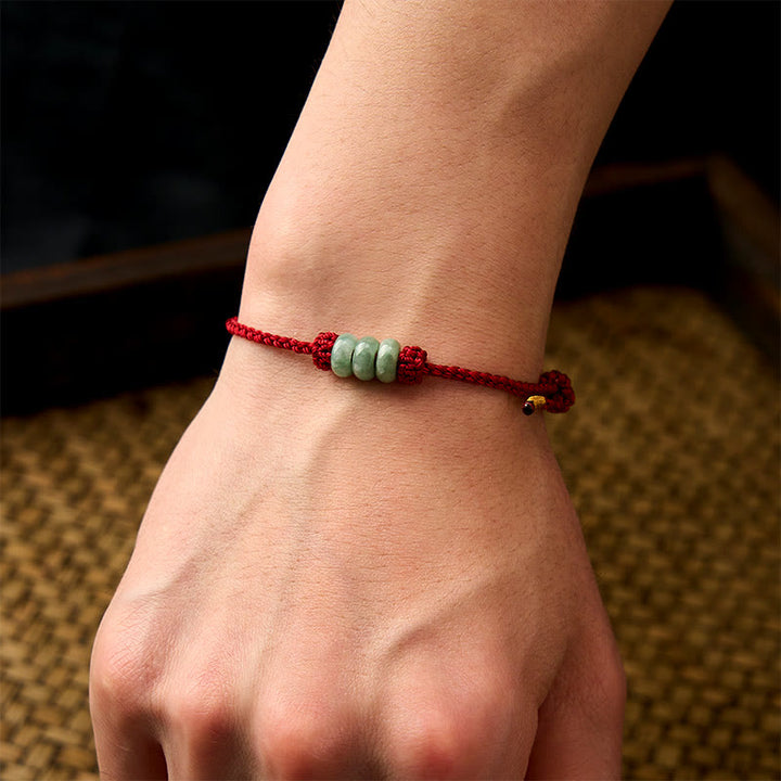 Buddha Stones Handmade Braided Red String 3mm Jade Beads Protection Adjustable DIY Bracelet - image 6