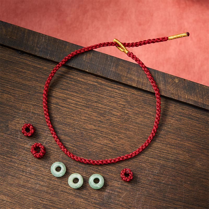 Buddha Stones Handmade Braided Red String 3mm Jade Beads Protection Adjustable DIY Bracelet - image 4