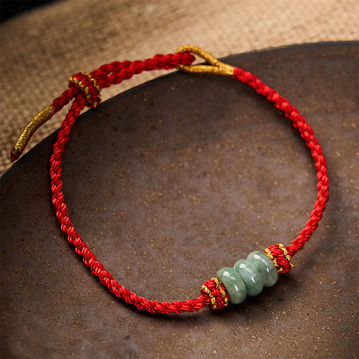 Buddha Stones Handmade Braided Red String 3mm Jade Beads Protection Adjustable DIY Bracelet - image 11