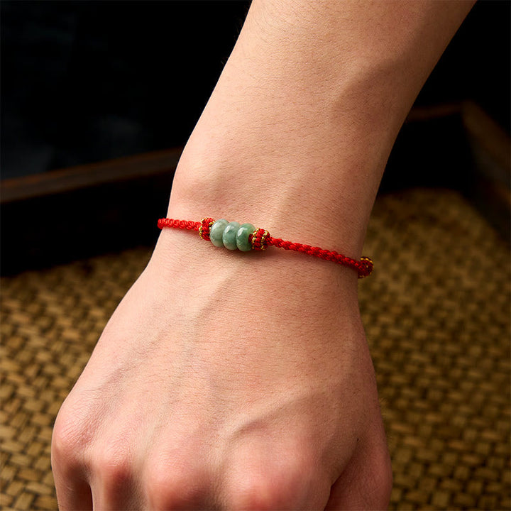 Buddha Stones Handmade Braided Red String 3mm Jade Beads Protection Adjustable DIY Bracelet - image 15