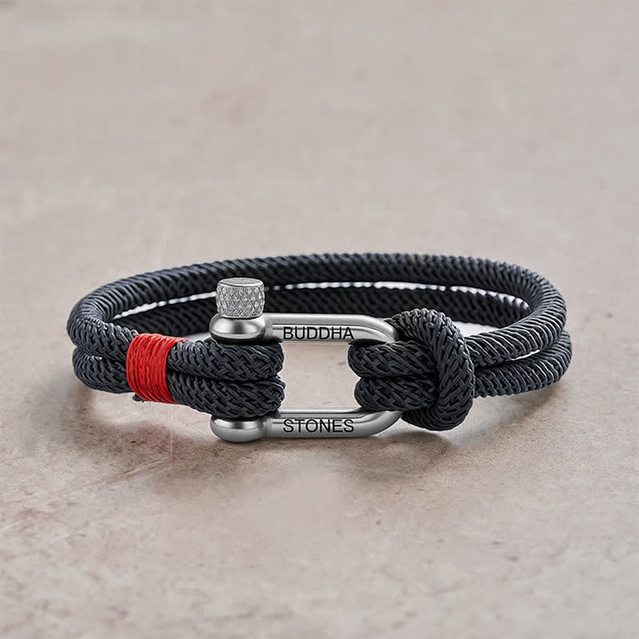 Buddha Stones Titanium Steel Shackle Stimulation Bracelet - Dark Gray Rope Silvery Buckle - Wrist Circumference:7.9–8.2 in (20–21 cm) - image 9