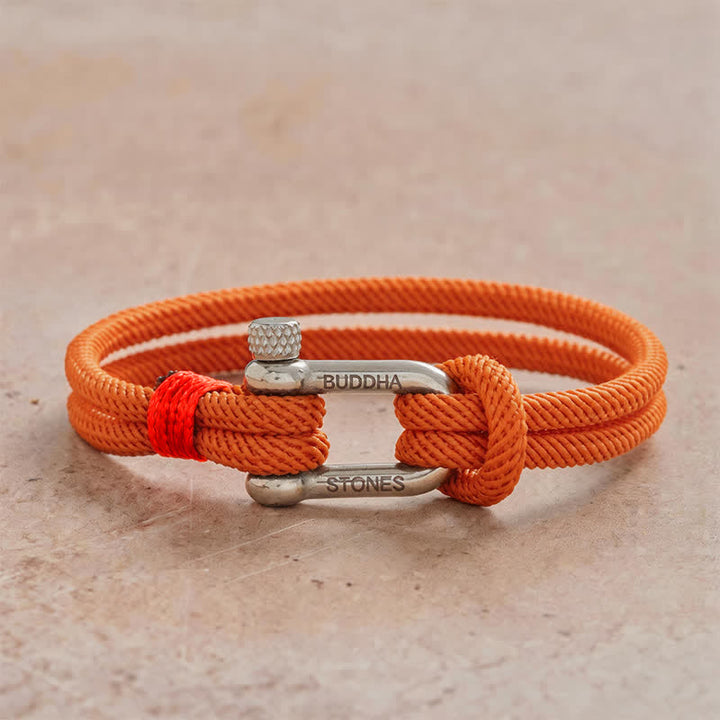 Buddha Stones Titanium Steel Shackle Stimulation Bracelet - Orange Rope Silvery Buckle - Wrist Circumference:7.9–8.2 in (20–21 cm) - image 17