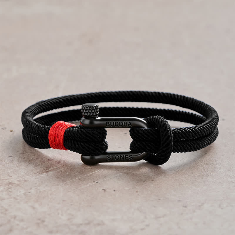 Buddha Stones Titanium Steel Shackle Stimulation Bracelet - Black Rope Black Buckle - Wrist Circumference:7.9–8.2 in (20–21 cm) - image 15