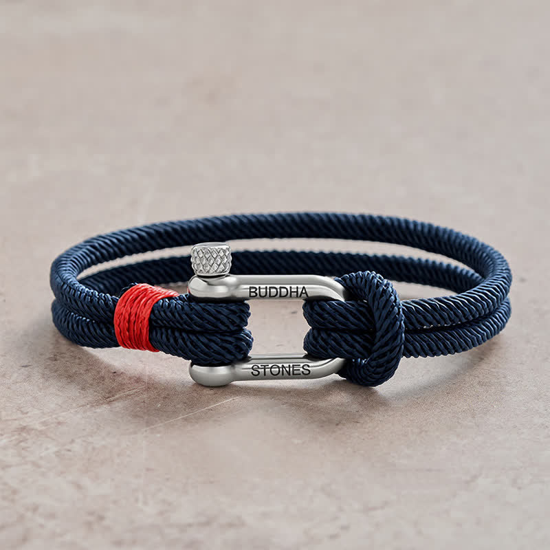 Buddha Stones Titanium Steel Shackle Stimulation Bracelet - Blue Rope Silvery Buckle - Wrist Circumference:7.9–8.2 in (20–21 cm) - image 0