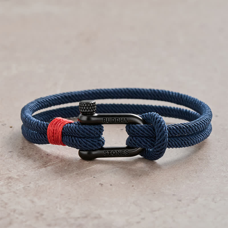 Buddha Stones Titanium Steel Shackle Stimulation Bracelet - Blue Rope Black Buckle - Wrist Circumference:7.9–8.2 in (20–21 cm) - image 14