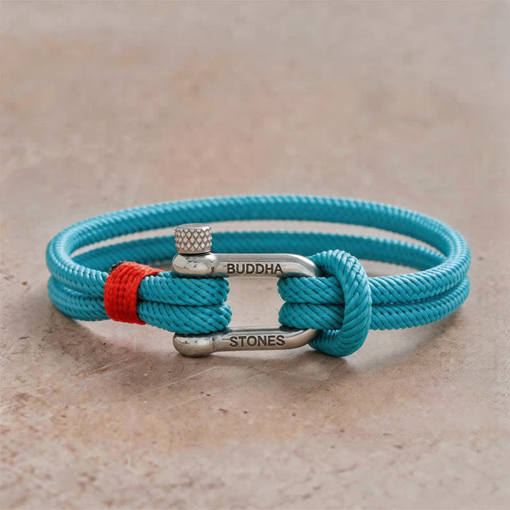 Buddha Stones Titanium Steel Shackle Stimulation Bracelet - Light Blue Rope Silvery Buckle - Wrist Circumference:7.9–8.2 in (20–21 cm) - image 18
