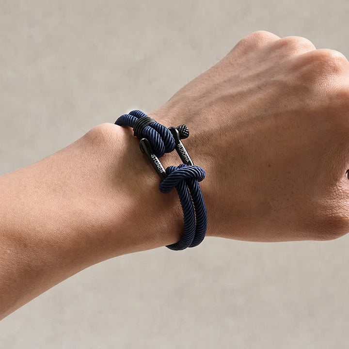 Buddha Stones Titanium Steel Shackle Rope Strengthen Bracelet - image 4